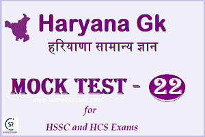 Haryana Gk Mock tests -22- sukrajclasses.com