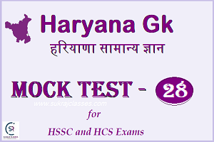 Haryana Gk Mock tests -28- sukrajclasses.com